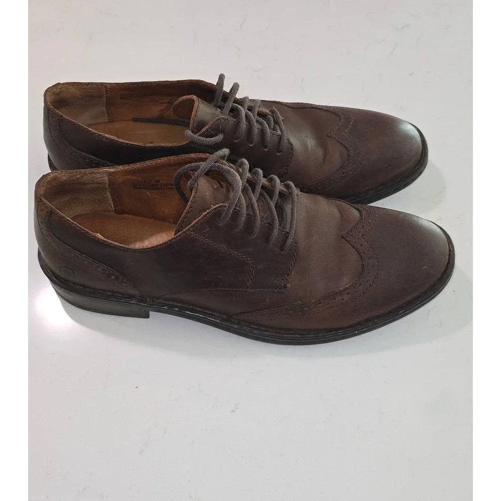 Born Mens Hemlock Brown Leather Wingtip Oxford Dress Shoes Size 11 H10608